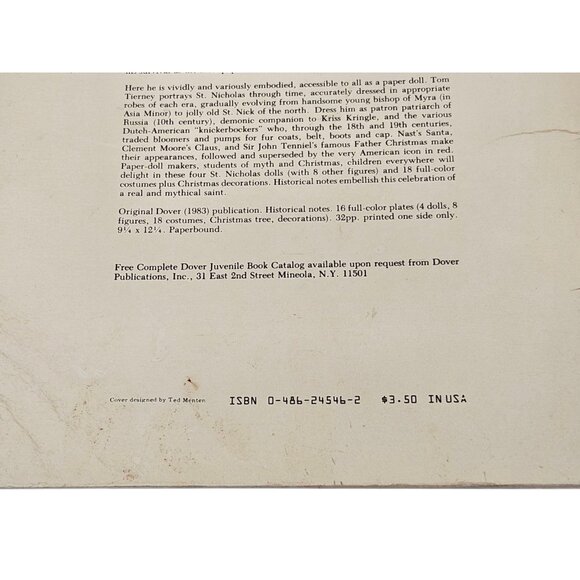 VTG Tom Tierney Santa Claus Paper Dolls in Full Color UNCUT 16 Plates 1983 Dover - Picture 4 of 14